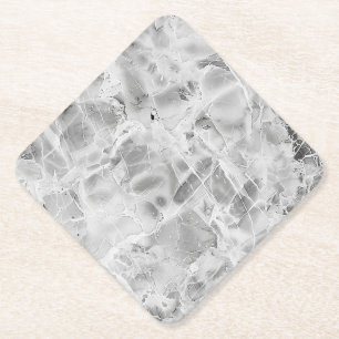 Elegant Grey "Opulent Marble Whirl" Marble Texture Paper Coaster