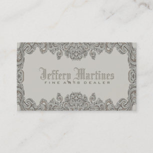 Elegant Grey Ornate Victorian Swirls Frame Business Card