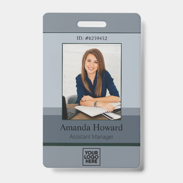Elegant Grey Palette Employee Photo ID Company Badge (Front)