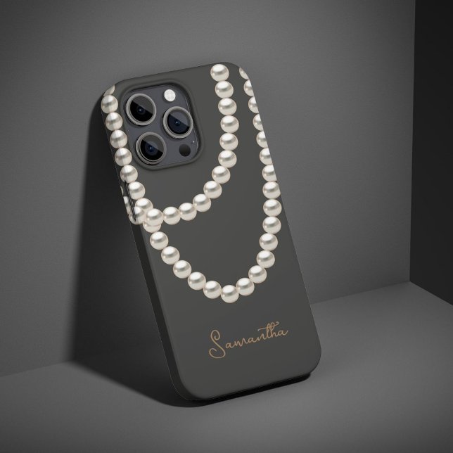 Elegant grey Pearl necklace Case-Mate iPhone Case (Creator Uploaded)