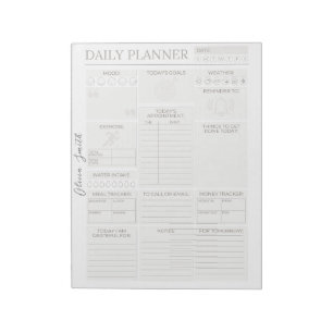 Elegant Grey Personalised Daily Planner  Notepad