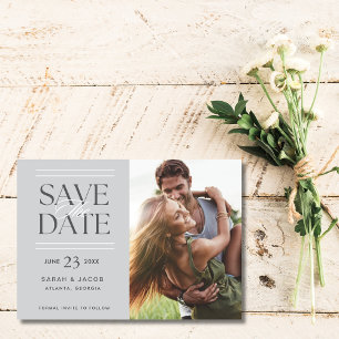 Elegant Grey Photo Wedding Save the Date Announcement