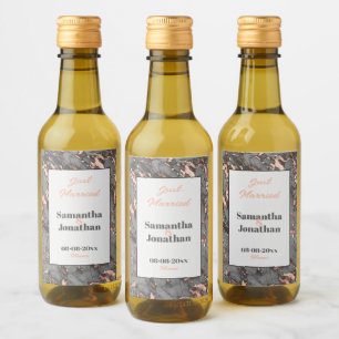 Elegant Grey Pink Marble Wedding Wine Label