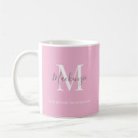 Elegant Grey Pink Personalised Monogram Name