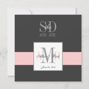 Elegant Grey Pink Save the Date Announcement