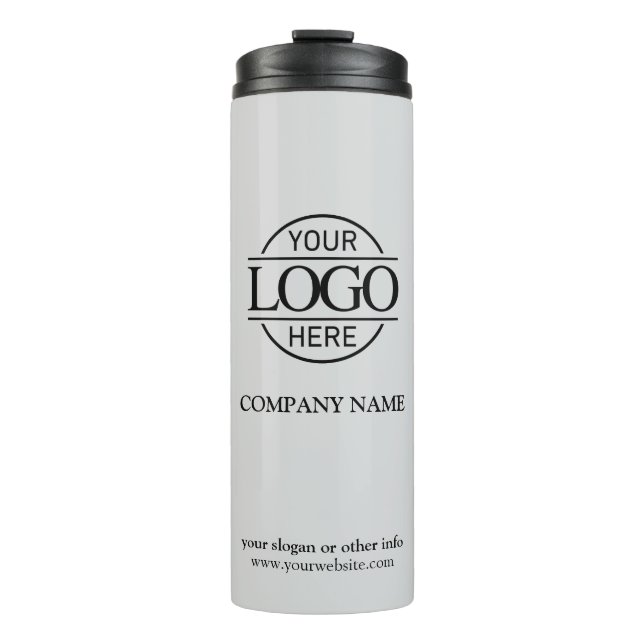 Elegant Grey Promotional Company Business Logo Thermal Tumbler (Front)