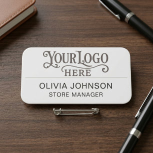 Elegant Grey Script Logo Business Name Tag