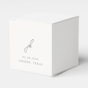 Elegant Grey Script Monogram Wedding Favour Box