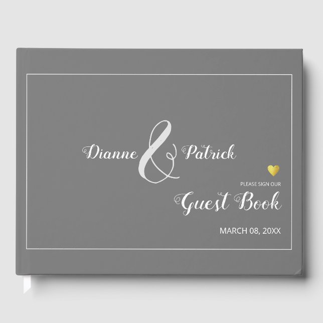 elegant grey sign our wedding guest book (Front)