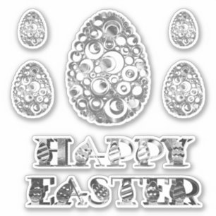 Elegant Grey Silver Look Happy Easter Eggs