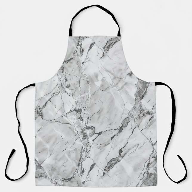 Elegant Grey "Slate Whisper Stream" Marble Texture Apron (Front)