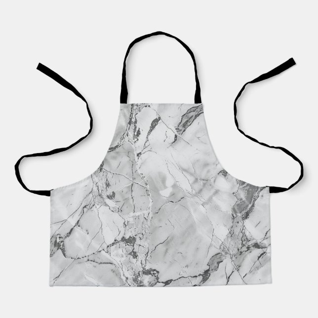 Elegant Grey 'Slate Whisper Stream' Marble Texture Apron (Front)