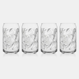Elegant Grey 'Slate Whisper Stream' Marble Texture Can Glass