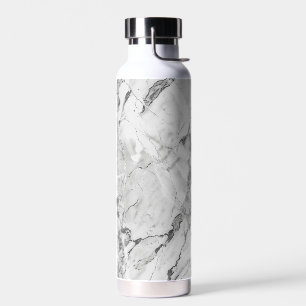 Elegant Grey "Slate Whisper Stream" Marble Texture Water Bottle
