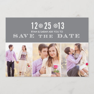 Elegant Grey Snowflake Save the Dates & Photos Save The Date