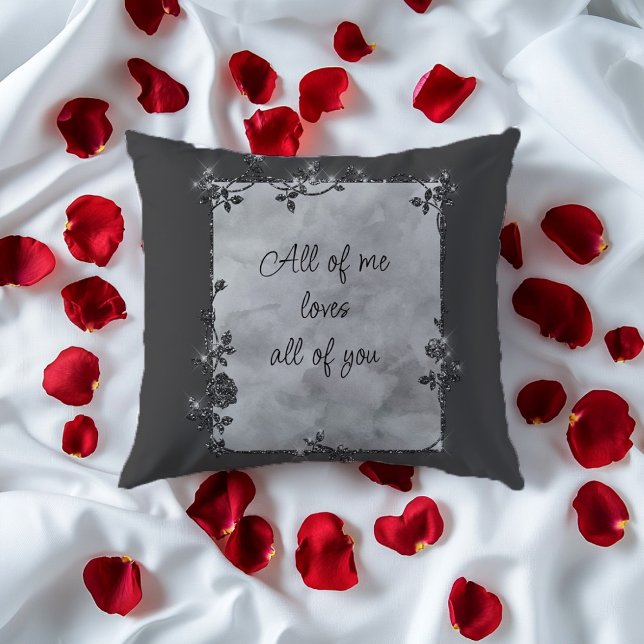 Elegant Grey Sparkle Frame Valentine  Cushion (Creator Uploaded)