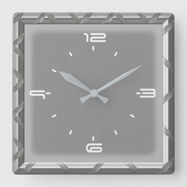 Elegant grey square wall clock (Front)