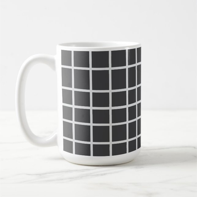 Elegant Grey Squared White   Coffee Mug (Left)