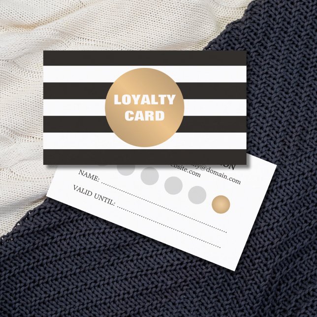 Elegant Grey Striped Copper Beauty Loyalty Card (Creator Uploaded)