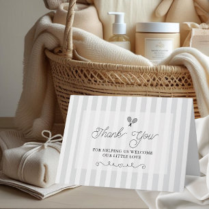 Elegant Grey Striped Tennis Thank You Cards