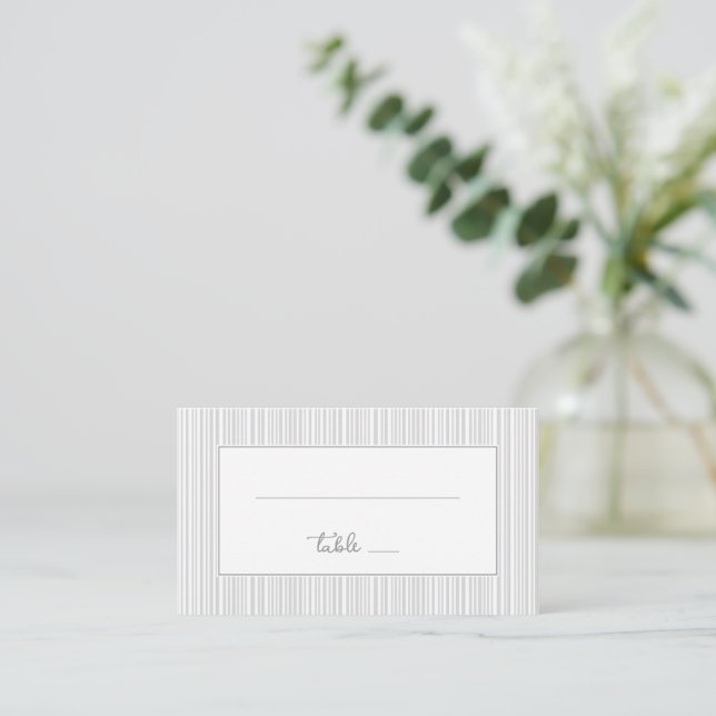 Elegant Grey Stripes Place Card (Standing Front)