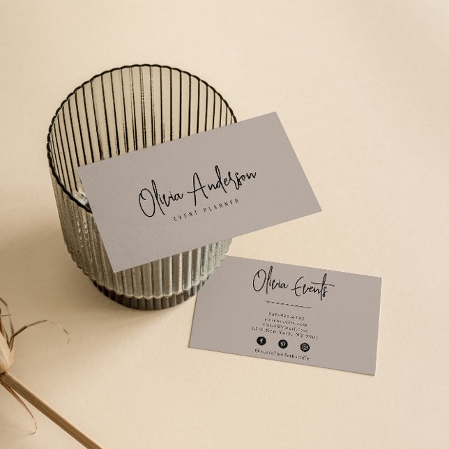 Elegant Grey Taupe Minimalist Boho Chic Modern  Business Card (Creator Uploaded)