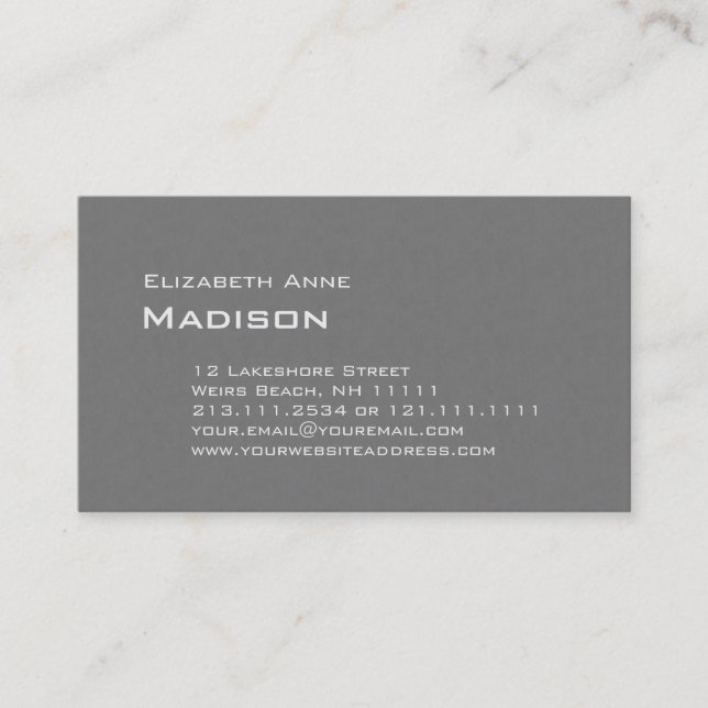 Elegant Grey Textured Monogram Classic Business Card (Front)