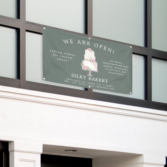 Elegant Grey Three Tier Cake Store Banner (Outside Building)