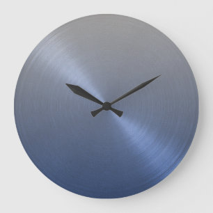Elegant Grey to Blue Ombre Gradient Large Clock