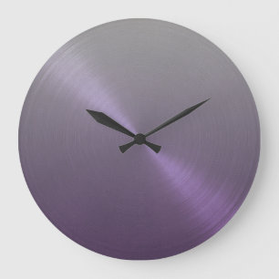 Elegant Grey to Purple Ombre Gradient Large Clock
