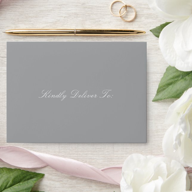 Elegant Grey Traditional Wedding Envelope (Wedding)