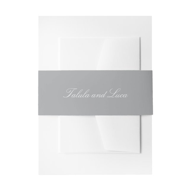 Elegant Grey Traditional Wedding Invitation Belly Band (Front Example)