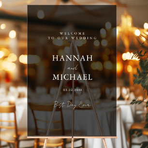 Elegant, Grey-Transparent, Minimal, Wedding Acrylic Sign