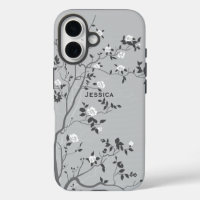 Elegant Grey Tree Blossom Art Personalised