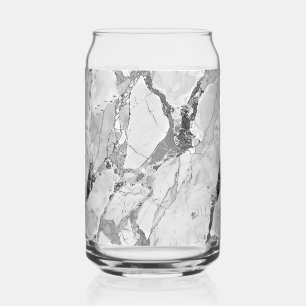 Elegant Grey "Twilight Marble Fantasy" Marble Text Can Glass
