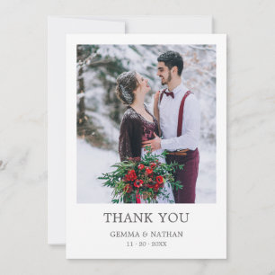 Elegant Grey Typo 1 Photo Wedding Thank You Card