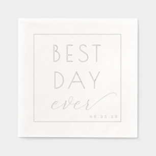 Elegant Grey Typographic Celebration Foil Napkins