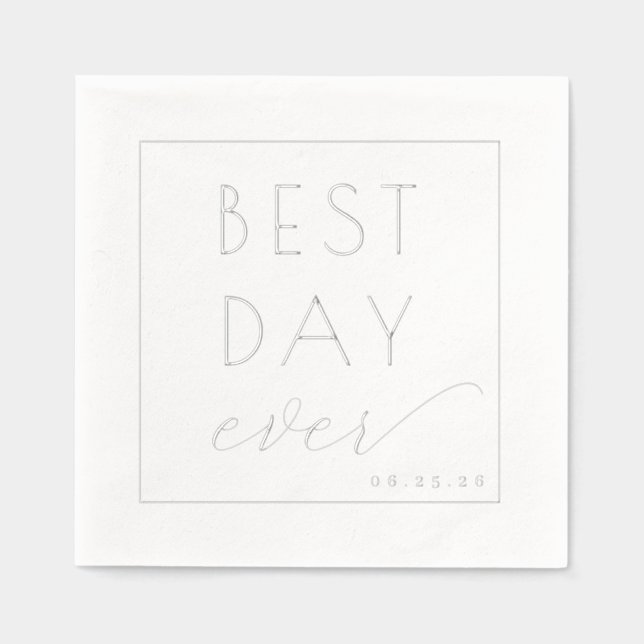 Elegant Grey Typographic Celebration Foil Napkins (Front)