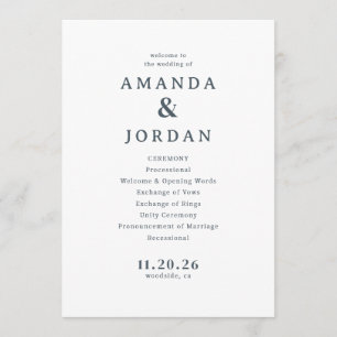 Elegant Grey Typographic Wedding Program