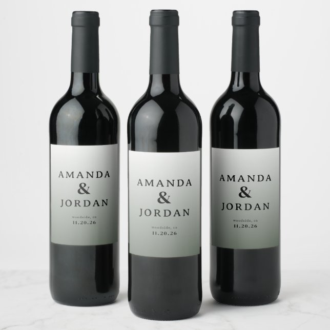 Elegant Grey Typographic Wine Label (Bottles)