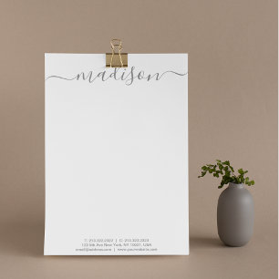 Elegant Grey Typography Name Script Mail Custom Letterhead