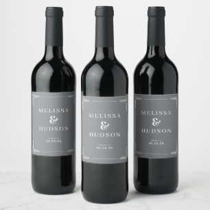Elegant Grey Vine Motions Wine Label