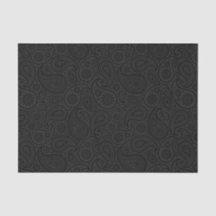 Elegant Grey Vintage Paisley Black Background 2 Tissue Paper