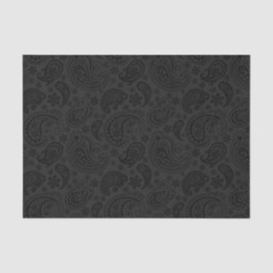Elegant Grey Vintage Paisley Black Background 3 Tissue Paper