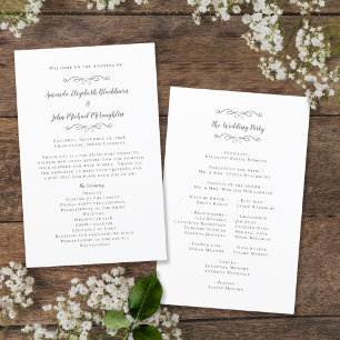 Elegant Grey Wedding Ceremony Program Template