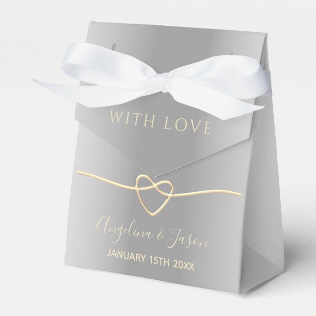 Elegant Grey Wedding Favour Box (Front Side)