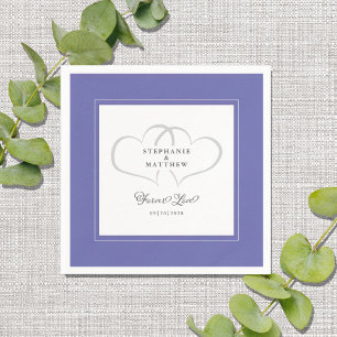 Elegant Grey Wedding Hearts Forever Love Napkin