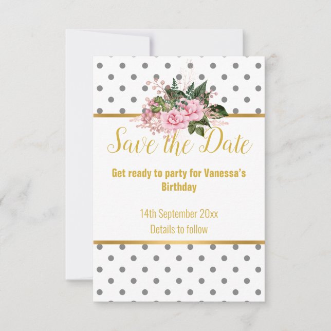 ELEGANT GREY WHITE BLACK SPOT RESPONSE RSVP CARD (Front)