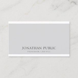 Elegant Grey White Clean Trendy Modern Plain Business Card