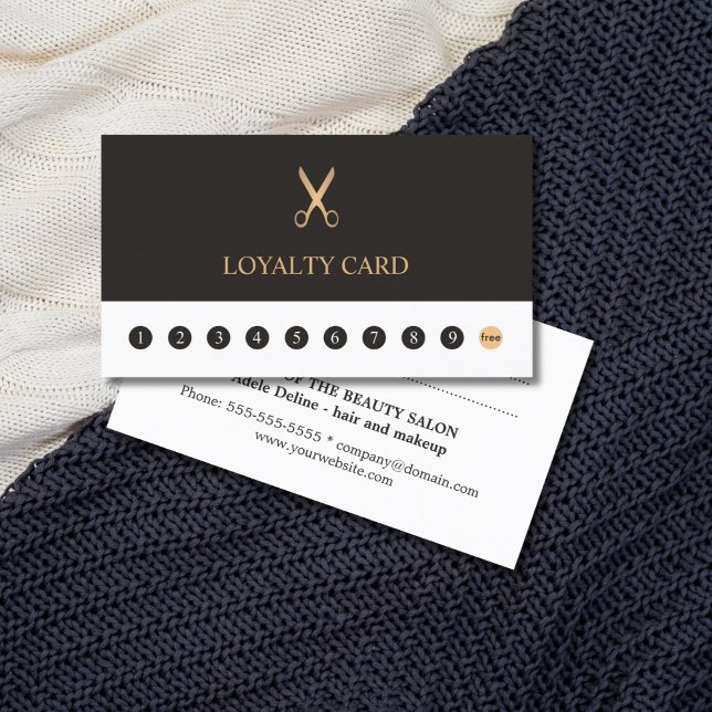 Elegant Grey White Faux Gold Scissor Loyalty Card (Creator Uploaded)